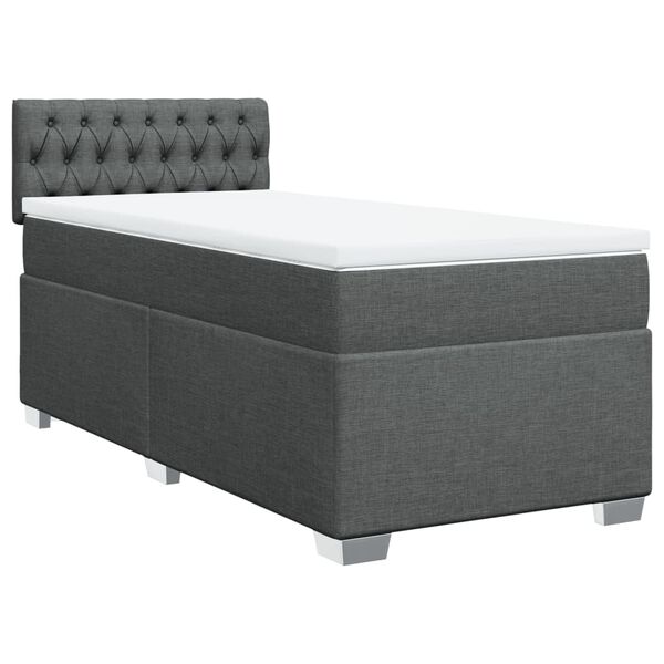 vidaXL Boxspring posteľ s matracom tmavosiv&aacute; 90x190 cm l&aacute;tka