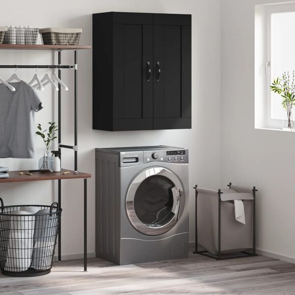 vidaXL Nástenná skrinka čierna 69,5x34x90 cm kompozitné drevo