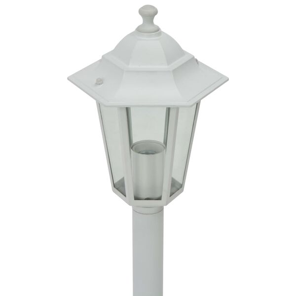vidaXL Záhradné stĺpové lampy 6 ks E27 110 cm hliníkové biele