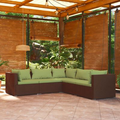 vidaXL 5-dielna záhradná sedacia súprava a vankúšme polyratan hnedá
