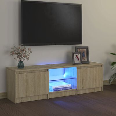 vidaXL TV skrinka s LED svetlami dub sonoma 120x30x35,5 cm