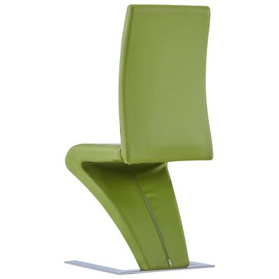 vidaXL Jedálenské stoličky cikcakový tvar 6 ks zelené umelá koža