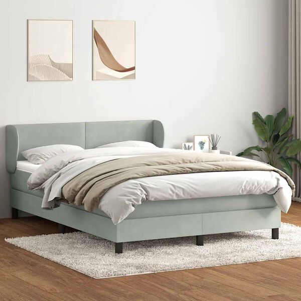 vidaXL Box Spring Posteľ s matracom Svetlosivá 140x220 cm Zamat