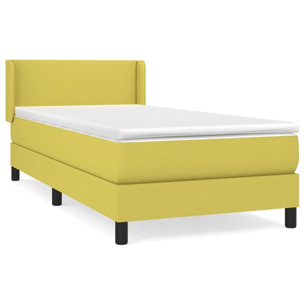 vidaXL Posteľn&yacute; r&aacute;m boxspring s matracom zelen&yacute; 90x190 cm l&aacute;tka