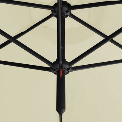 vidaXL Dvojitý slnečník s oceľovou tyčou pieskový 600 cm