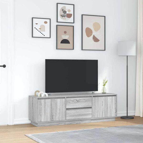 vidaXL TV skrinka s LED, siv&yacute; dub sonoma 160,5x41x50 cm
