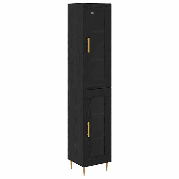 vidaXL Highboard 2 pcs Čierny dub Sklo