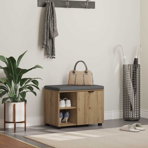 vidaXL Predsieňov&aacute; lavica s vank&uacute;&scaron;om Remeseln&yacute; dub 60 x 38 x 46 cm