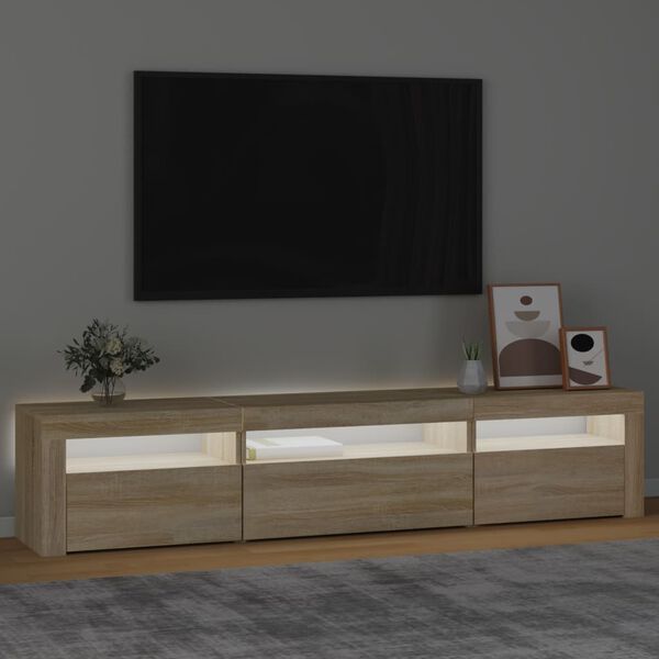 vidaXL TV skrinka s LED svetlami dub sonoma 195x35x40 cm
