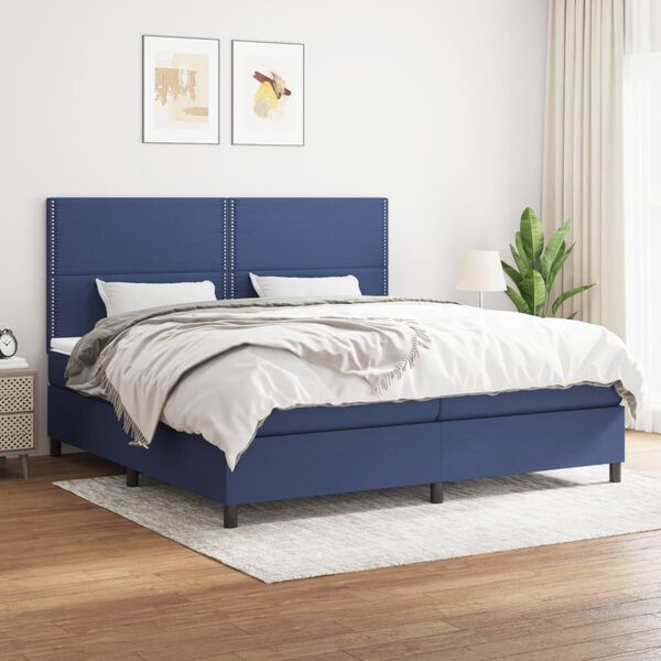 vidaXL Boxspring posteľ s matracom modr&aacute; 200x200 cm l&aacute;tka