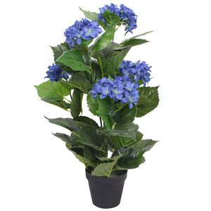 vidaXL Umel&aacute; rastlina, hortenzia s kvetin&aacute;čom 60 cm, modr&aacute;