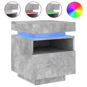 vidaXL Nočn&yacute; stol&iacute;k s LED svetlami bet&oacute;novo siv&yacute; 40x39x48,5 cm