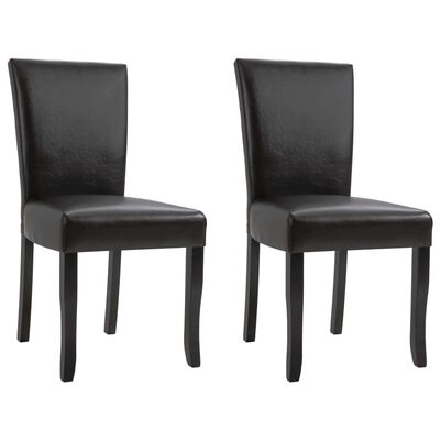 vidaXL Jedálenské stoličky 2 ks, tmavohnedé, umelá koža