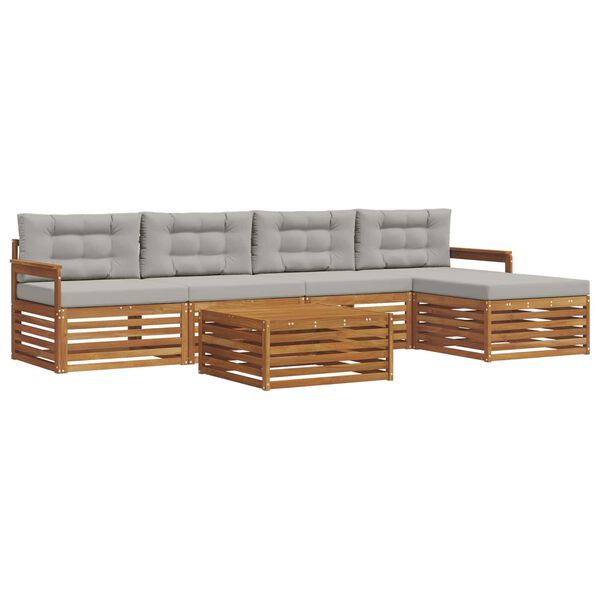 vidaXL Z&aacute;hradn&aacute; s&uacute;prava gaučov s vank&uacute;&scaron;om 6 pcs Pr&iacute;rodn&aacute; a svetlosiv&aacute;