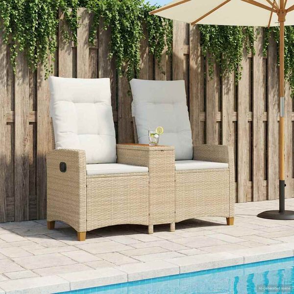 vidaXL Hojdačka s tabletou Bežov&aacute; a smotanovo biela 126 x 65 x 112 cm