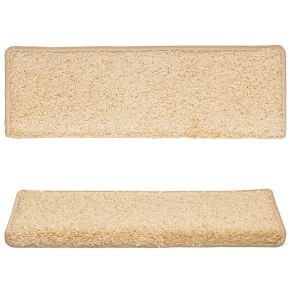 vidaXL Schodové rohože 10 ks 65x21x4 cm krémové s obdĺžnikovým okrajom