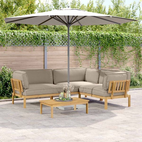 vidaXL Sada pohoviek s vank&uacute;&scaron;om 4 pcs Sivohned&aacute; Pevn&eacute; ak&aacute;ciov&eacute; drevo