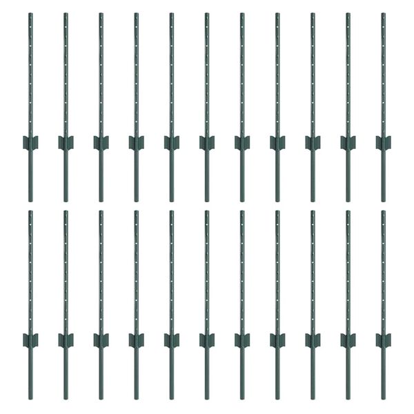 vidaXL Plotové stĺpy 22 pcs Zelená 100 cm Oceľ