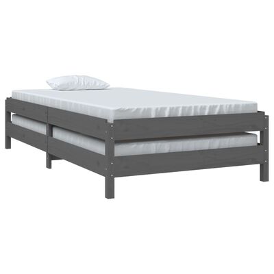 vidaXL Stohovateľná posteľ sivá 100x200 cm borovicový masív