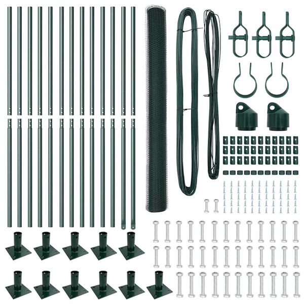 vidaXL Plot s stĺpmi Zelen&aacute; 1.5 x 25 m Ocel potiahnut&aacute; PVC