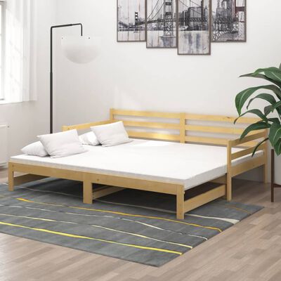 vidaXL Rozkladacia denná posteľ, borovicový masív 2x(90x200) cm