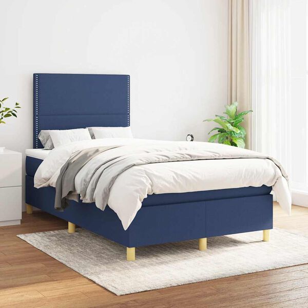 vidaXL Boxspring posteľ s matracom modr&aacute; 120x190 cm l&aacute;tka
