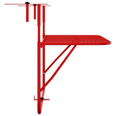vidaXL Balkónový stôl červený 60x40 cm oceľ