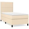 vidaXL Posteľn&yacute; r&aacute;m boxspring s matracom kr&eacute;mov&yacute; 90x190 cm l&aacute;tka