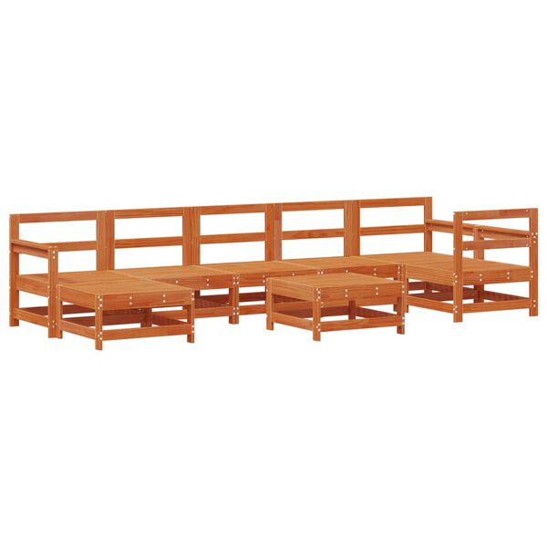 vidaXL Z&aacute;hradn&yacute; lounge set 8 pcs Voskov&aacute; Hned&aacute; Mas&iacute;vna borovica