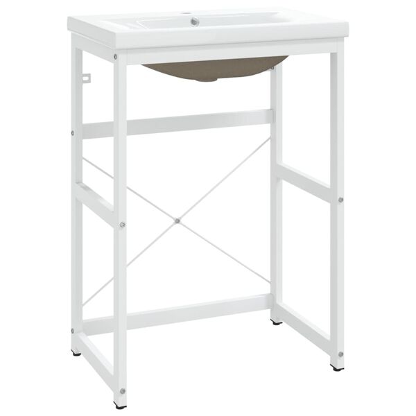 vidaXL R&aacute;m um&yacute;vadla do k&uacute;peľne so zabudovan&yacute;m um&yacute;vadlom biely železo