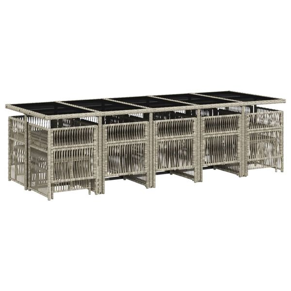 vidaXL 15-dielna z&aacute;hr.jed&aacute;len. s&uacute;prava s vank&uacute;&scaron;mi svetlosiv&aacute; polyratan