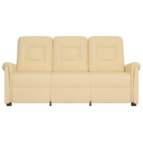 vidaXL 3-miestne sklápacie masážne kreslo, krémové, mikrovlákno