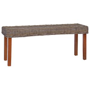 vidaXL Lavička 110 cm pr&iacute;rodn&yacute; kubu ratan a mas&iacute;vne mahag&oacute;nov&eacute; drevo