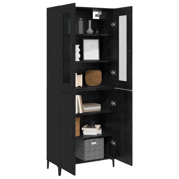 vidaXL Highboard 2 pcs Čierny dub Kompozitn&eacute; drevo