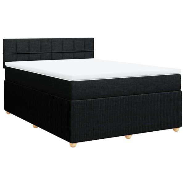 vidaXL Posteľn&yacute; r&aacute;m boxspring s matracom čierny 140x200 cm l&aacute;tka