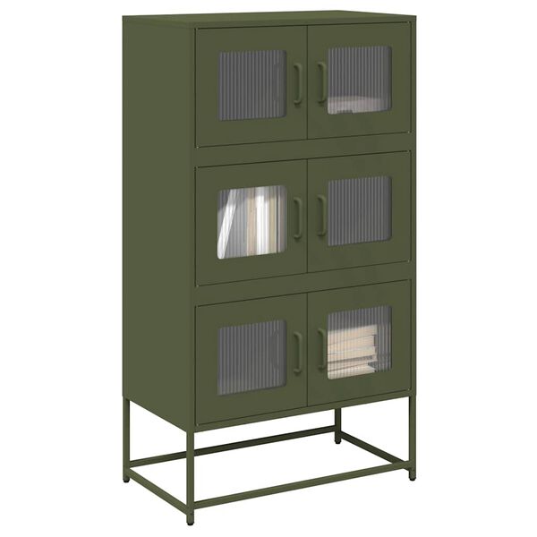 vidaXL Highboard Olive Green 68x39x123 cm Oceľ