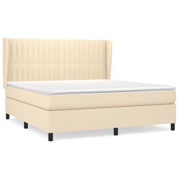 vidaXL Posteľn&yacute; r&aacute;m boxspring s matracom kr&eacute;mov&yacute; 160x200 cm l&aacute;tka