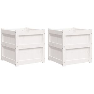 vidaXL Z&aacute;hradn&eacute; kvetin&aacute;če 2 ks biele borovicov&yacute; mas&iacute;v