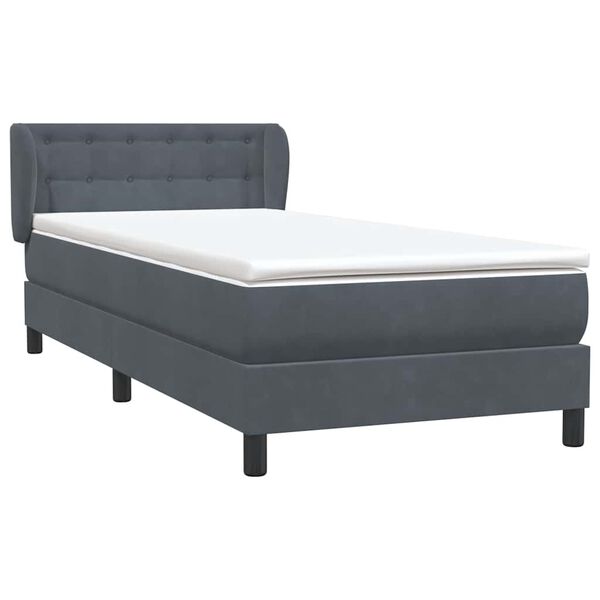 vidaXL Posteľn&yacute; r&aacute;m boxspring s matracom tmavosiv&yacute; 80x220 cm zamat