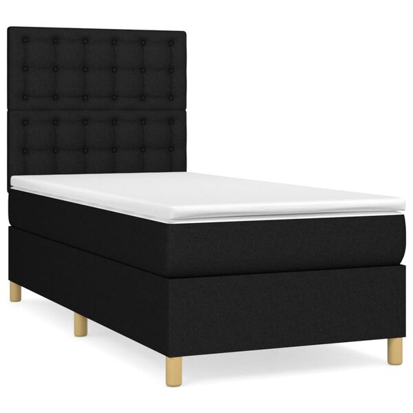 vidaXL Posteľn&yacute; r&aacute;m boxspring s matracom čierny 90x190 cm l&aacute;tka