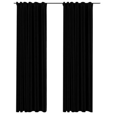 vidaXL Zatemňovacie závesy, ľanový vzhľad, háčiky 2ks,čierne 140x245cm