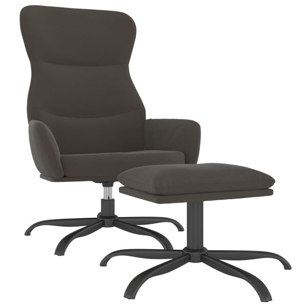 vidaXL Relaxačn&eacute; kreslo s podnožkou tmavosiv&eacute; tkanina z mikrovl&aacute;kna