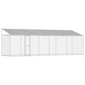 vidaXL Klietka pre psa s strechou Strieborn&aacute; 800 x 200 x 256 cm