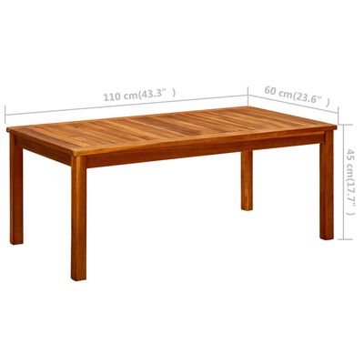 vidaXL Záhradný konferenčný stolík 110x60x45 cm akáciový masív