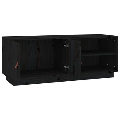 vidaXL TV skrinka čierna 105x34x40 cm masívna borovica