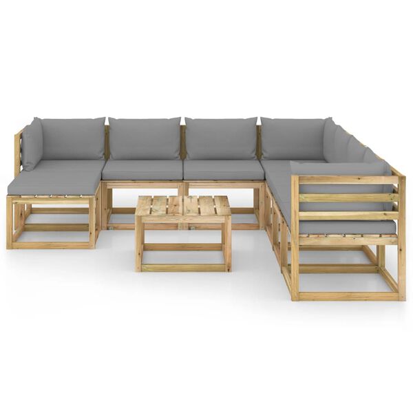 vidaXL 9-dielna sedacia s&uacute;prava s podložkami, impregnovan&aacute; borovica