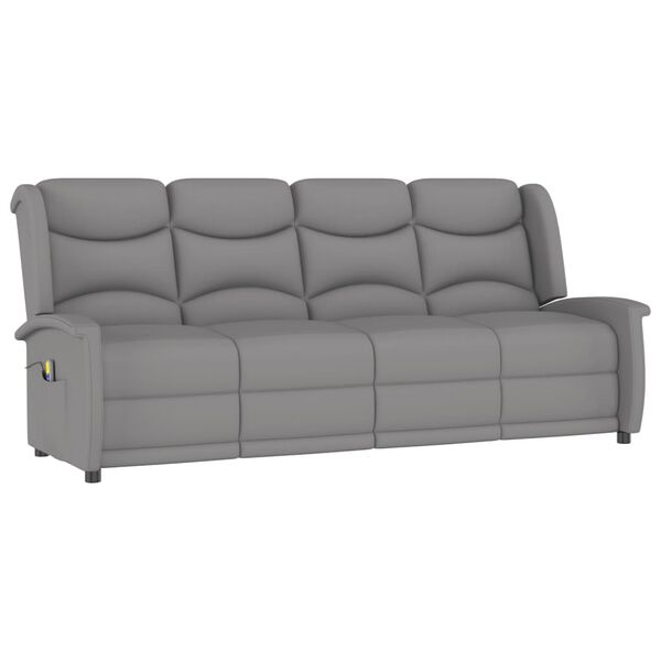 vidaXL 4-miestne sklápacie masážne kreslo, svetlosivé, mikrovlákno