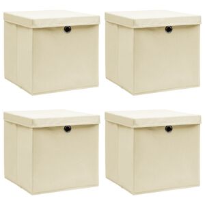 vidaXL &Uacute;ložn&eacute; boxy s vekom 4 ks, kr&eacute;mov&eacute; 32x32x32 cm, l&aacute;tka