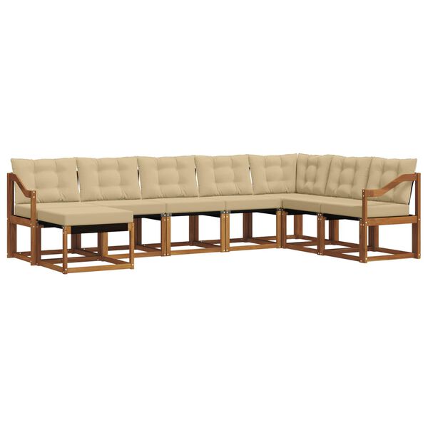 vidaXL Z&aacute;hradn&aacute; s&uacute;prava gaučov s vank&uacute;&scaron;om 8 pcs Pr&iacute;rodn&aacute; a b&eacute;žov&aacute;