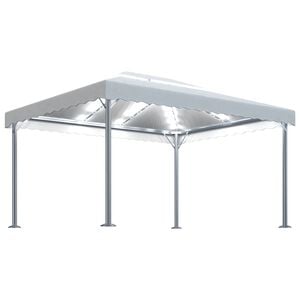 vidaXL Alt&aacute;nok s LED reťazou 400x300 cm, kr&eacute;mov&yacute;, hlin&iacute;k